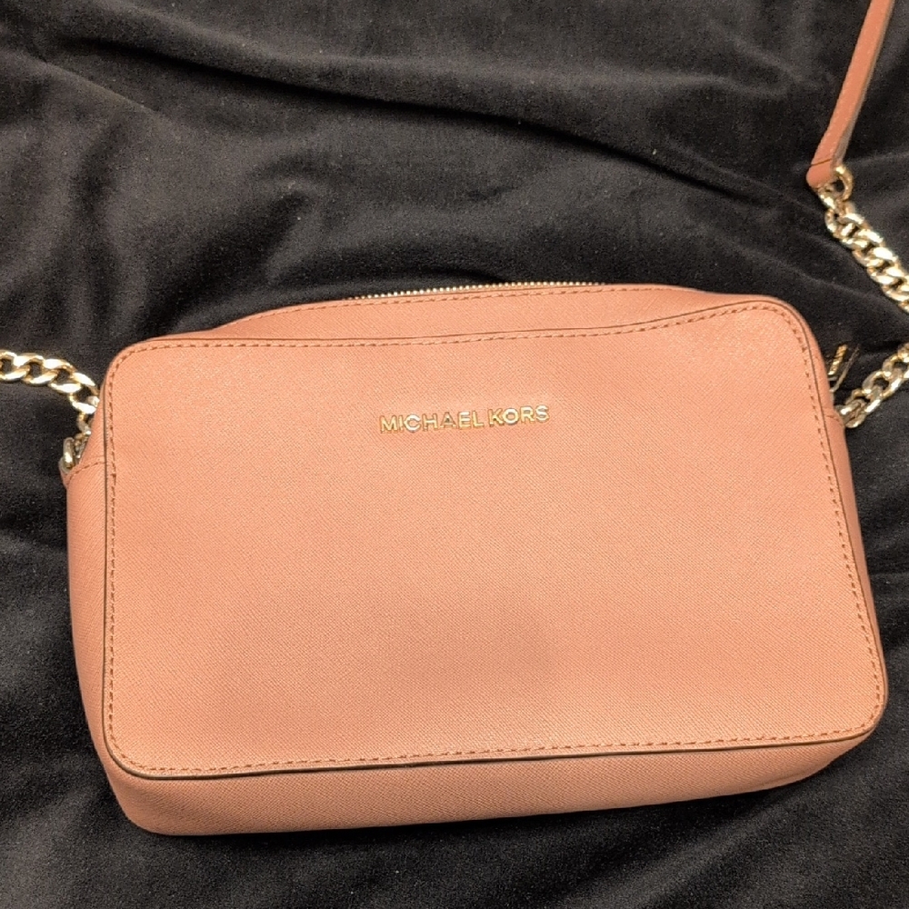 Michael Kors Pink/Peach Crossbody Bag with Gold Accents